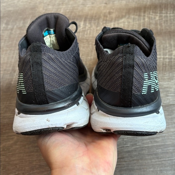 Hoka One One Clifton 5 Running Shoes Women 9.5 Gray Green Knit Athletic READ - Picture 7 of 11